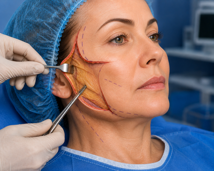 Surgeon consulting a patient about Deep Plane Facelift